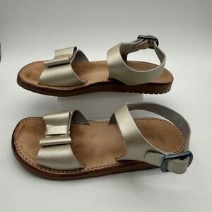 Freshly Picked Girls Gold Bow Leather Strappy Buckle Sandals Size 10